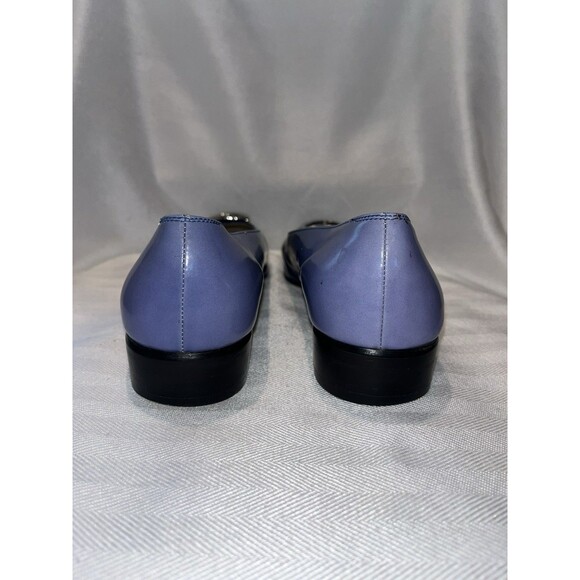 Salvatore Ferragamo Blue Ombré Leather Loafer Silver Signature Logo Women 7 B - Picture 6 of 16